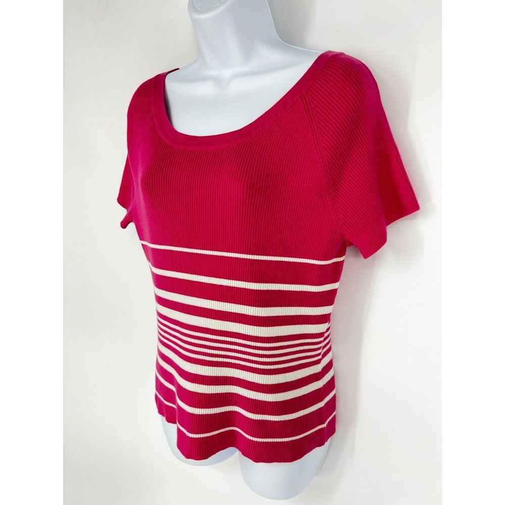 FALLS CREEK Vintage Top Women's Size XL Barbie Pink Boat Neck Short Sleeve - Picture 3 of 10